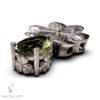 Dije Trebol de 3 Hojas con centro de Oro 18k y plata 925 con gema natural pera www.pabloarielcanete.com