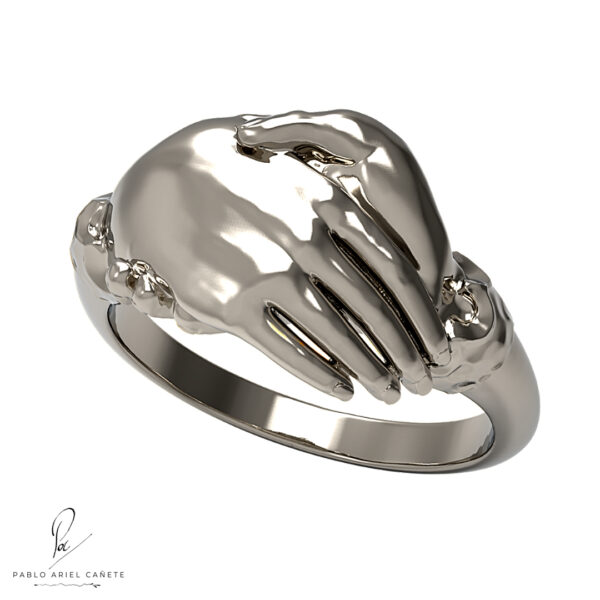 Anillos de Compromiso Modelo Alianzas Romanas en Oro 18k Blanco Macizo Vista perspectiva www.pabloarielcanete.com