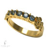 Anillo de compromiso de Oro Amarillo 18k con Zafiros Quintillo Trébol de 3 Hojas www.pabloarielcanete.com