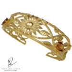 Esclava Botánica Margaritas amarillo 18k Citrinos Naturales www.pabloarielcanete.com