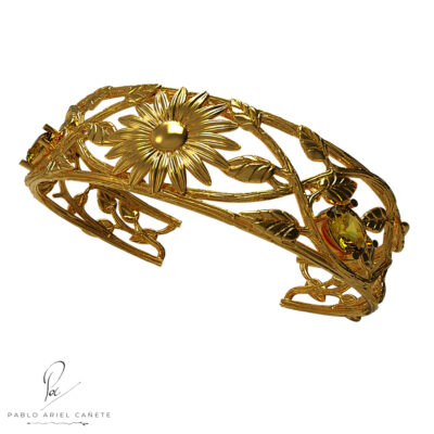 Esclava Margarita en Oro 18k maciza con citrinos Naturales Vista 2 www.pabloarielcanete.com