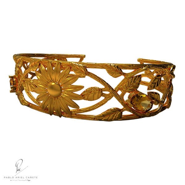 Esclava Margarita en Oro 18k maciza con citrinos Naturales Vista 2 www.pabloarielcanete.com