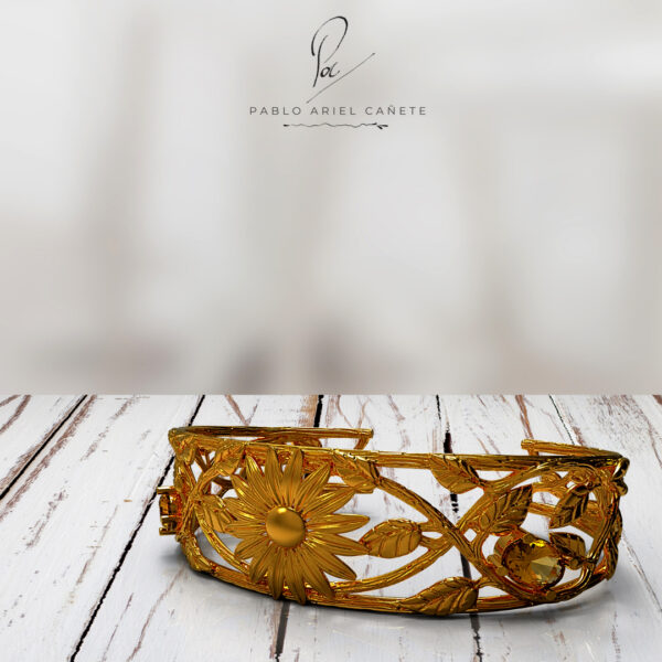 Esclava Margarita en Oro 18k maciza con citrinos Naturales Vista 2 www.pabloarielcanete.com