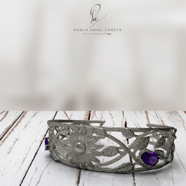 Pulsera Esclava de Oro 18k y Plata 925 Estilo Margarita con Gemas Naturales - Image 11