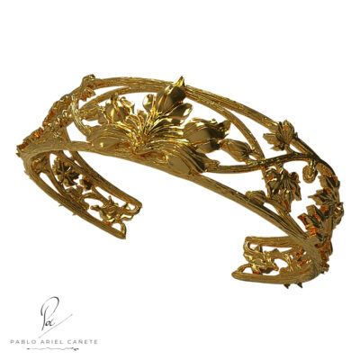 Esclava de Oro Amarillo 18k Hojas de Vid Maciza www.pacartjewelry.art