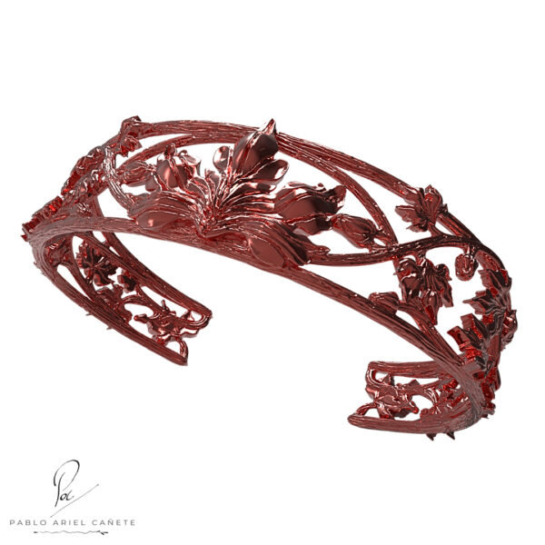 Esclava de Oro Rojo 18k Hojas de Vid Maciza www.pacartjewelry.art