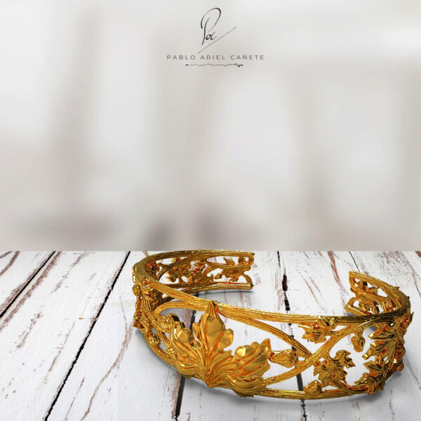 Imagen de Esclava de Oro 18k con mesa Blanca www.pacartjewelry.art