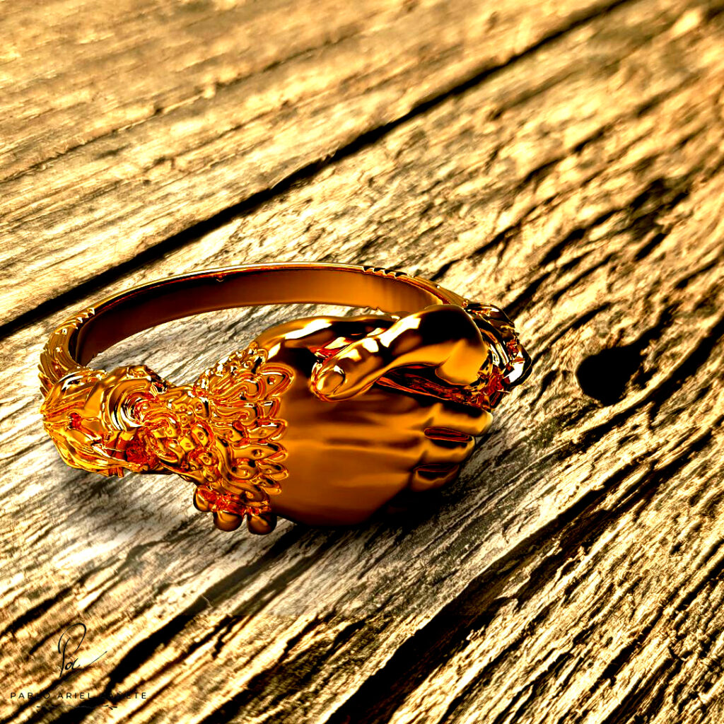 Alinza Romana de Oro 18k sobre textura madera www.pabloarielcanete.com