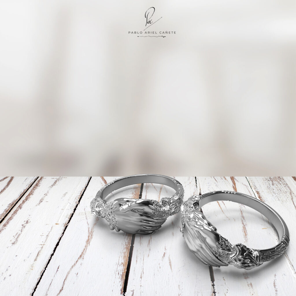 escena alianzas romanas oro blanco 18k www.pabloarielcanete.com