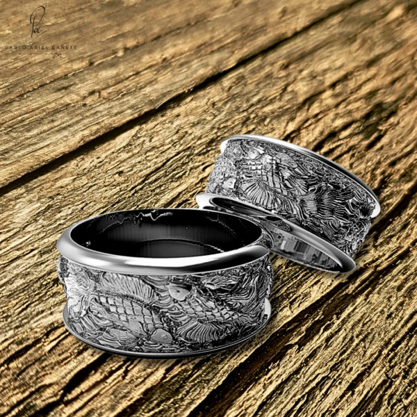 Alianas de oro 18k de peces koi en oro Blanco 18k www.pabloarielcanete.com