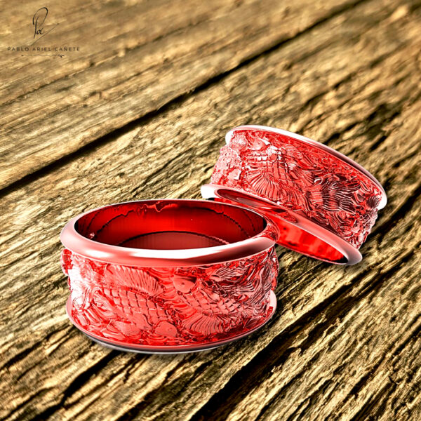 Alianas de oro 18k de peces koi en oro rojo 18k www.pabloarielcanete.com