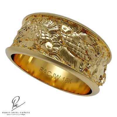 Alianza Pez Koi en Oro Amarillo Macizo 18k Coleccion Koi www.pabloarielcanete.com