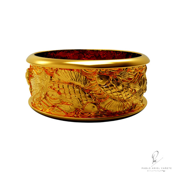 Alianza de Oro Amarillo 18k pez Koi escultorica www.pabloarielcanete.com