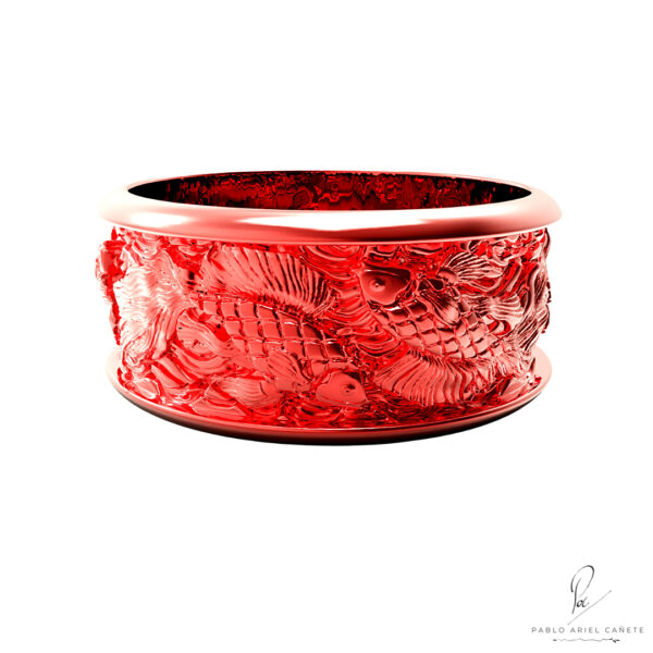 Alianza de Oro Rojo 18k pez Koi escultorica www.pabloarielcanete.com