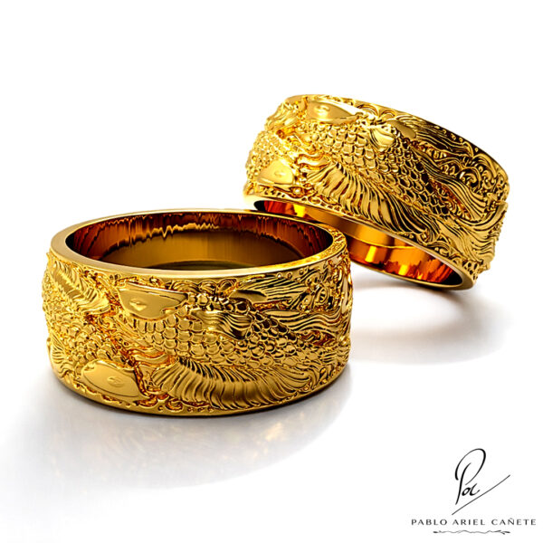 Alianza pez koi editada para subir de portada modelo 2 lista de oro 18k www.pabloarielcanete.com