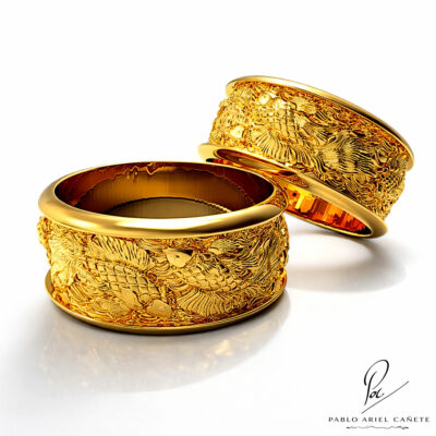 Alianza pez koi editada para subir de portada oro amarillo 18k www.pabloarielcanete.com