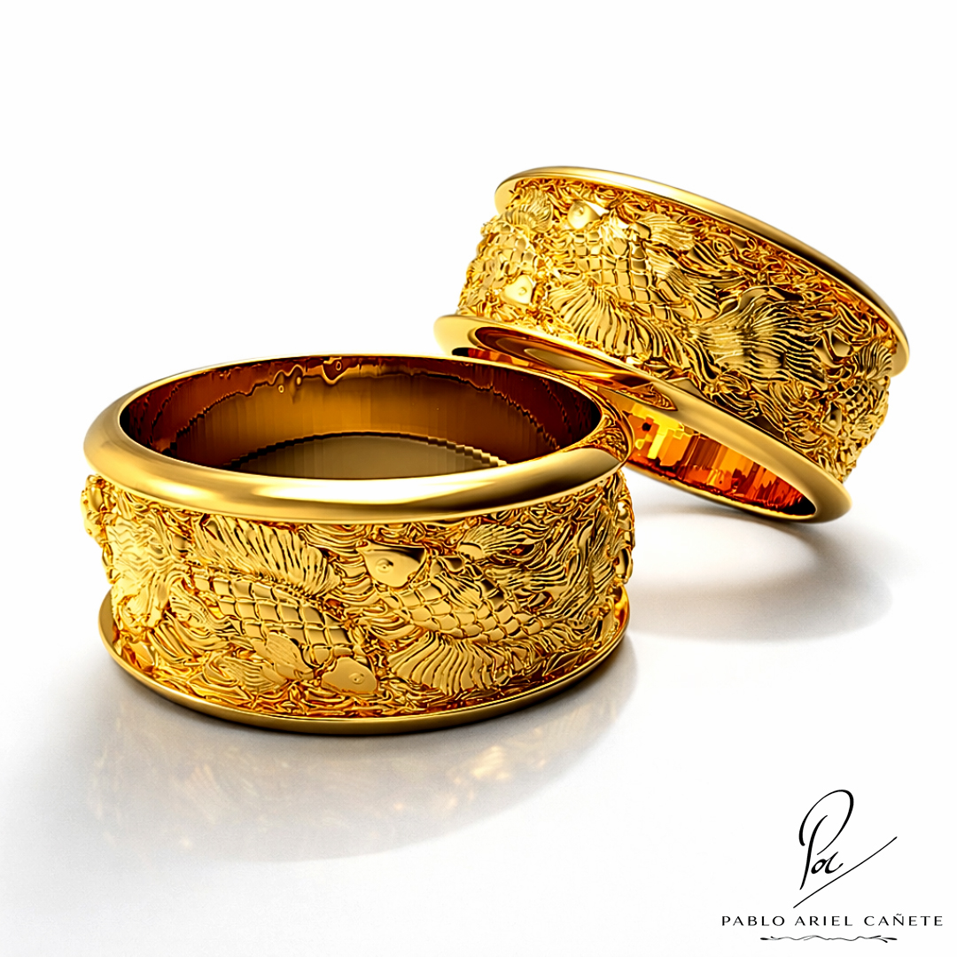 Alianza pez koi editada para subir de portada oro amarillo 18k www.pabloarielcanete.com