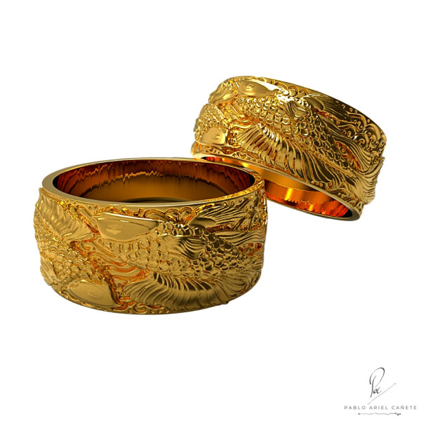 Alianzas de pez Koi Modelo numero 2 oro amarillo 18k www.pabloarielcanete.com