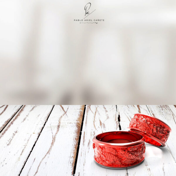 Alianzas peces koi oro Rojo 18k macizas Escena www.pabloarielcanete.com