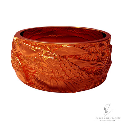 alianza sola pez koi en oro rojo 18k www.pabloarielcanete.com