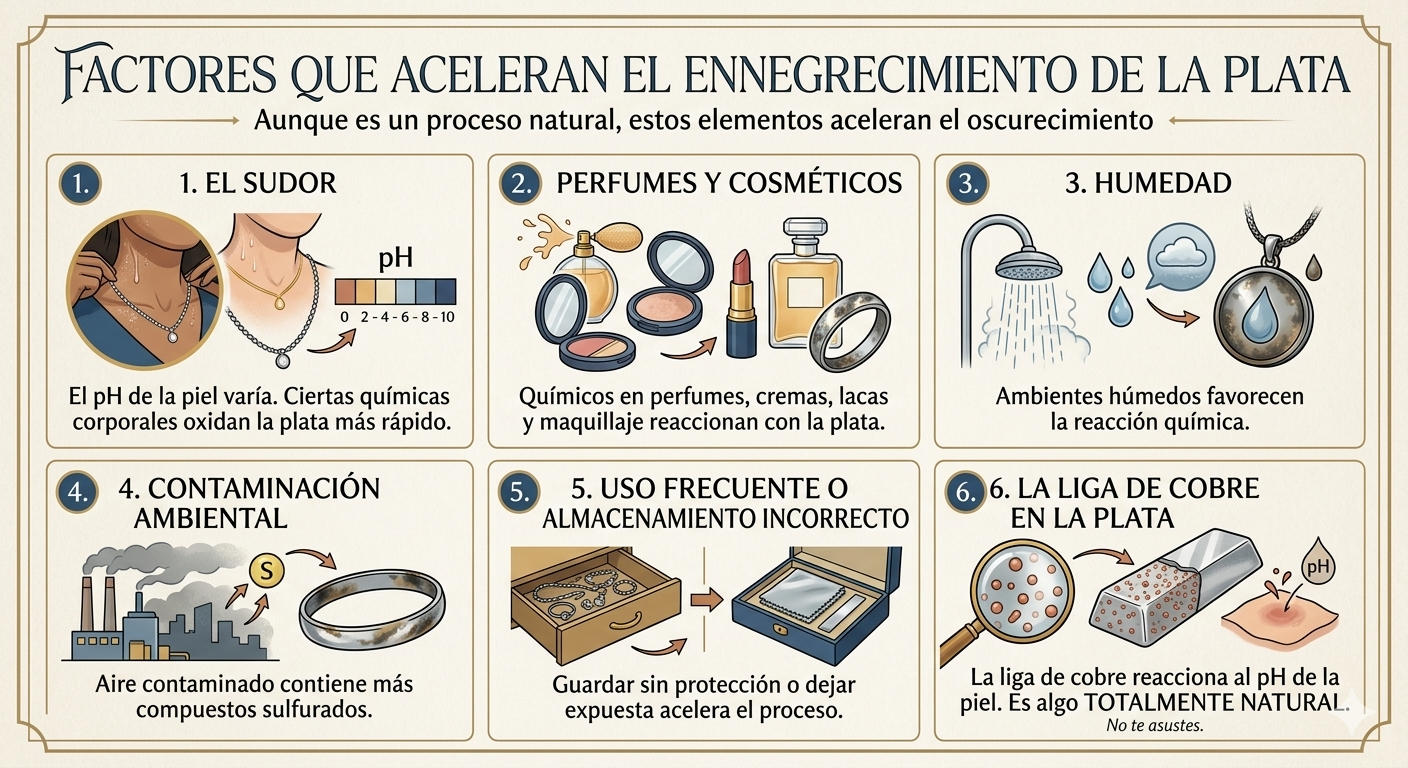 factores que aceleran el ennegrecimiento de la plata
