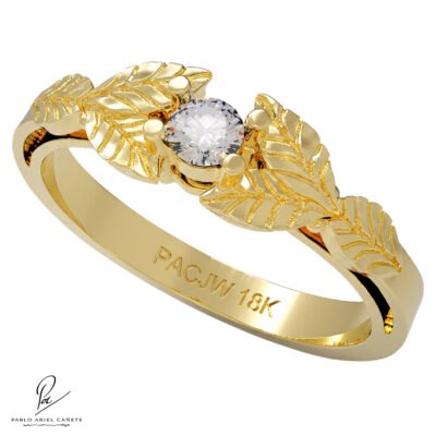 Solitario de oro amarillo con brillante coleccion ficus www.pabloarielcanete.com