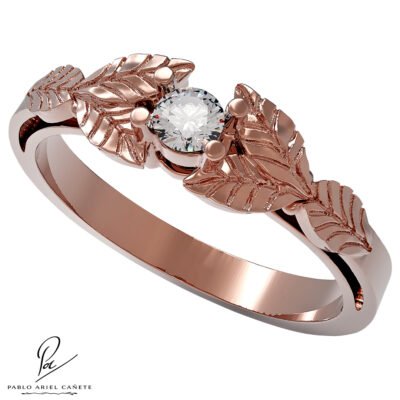 Solitario de oro Rojo con brillante coleccion ficus www.pabloarielcanete.com