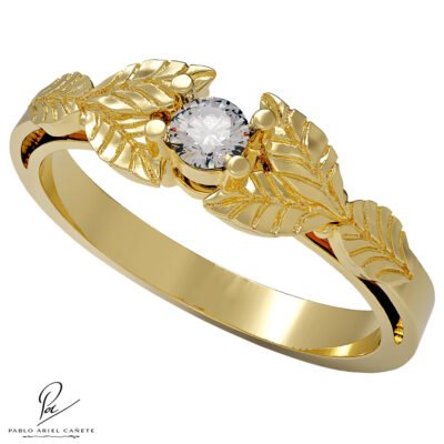 Solitario de oro amarillo con brillante coleccion ficus www.pabloarielcanete.com