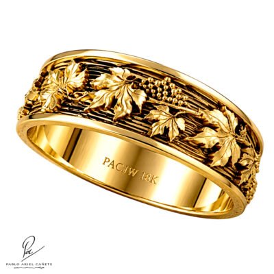 Alianza de Oro Amarillo 18k Hojas de Vid www.pabloarielcanete.com