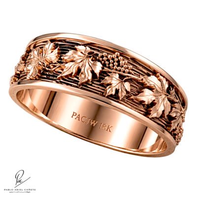 Alianza de Oro Rojo 18k Hojas de Vid www.pabloarielcanete.com