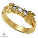 Anillo Compromiso en Oro Amarillo 18k con Brillantes 2.5mm colección Hojas de Vid www.pabloarielcanete.com