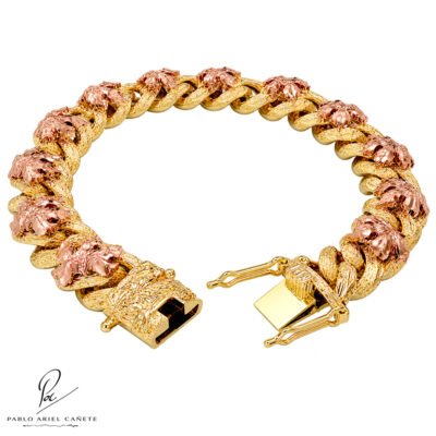 Pulsera de Oro 18k Coleccion Hojas de Vid en Oro 18k Amarillo con oro Rojo 18k www.pabloarielcanete.com