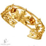 Esclava de Oro Amarillo 18k con Gemas Citrinos Naturales Hojas de Vid www.pabloarielcanete.com