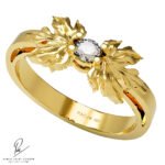 Solitario Coleccion Hojas de parra en Oro Amarillo 18k con Brillante 2.5mm www.pabloarielcanete.com
