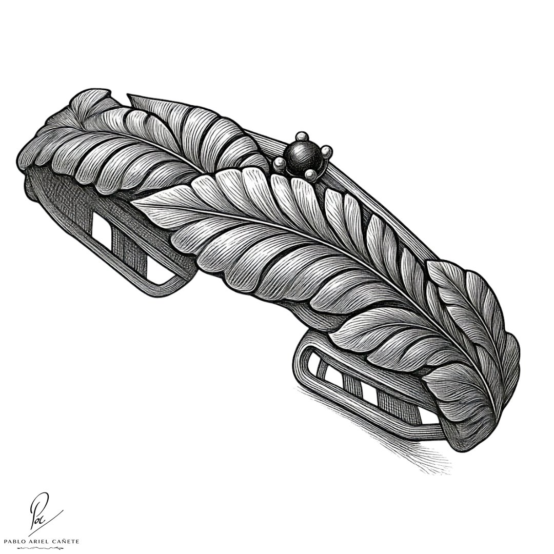 Grabado de Pulsera esclava de hojas de ficus www.pabloarielcanete.com